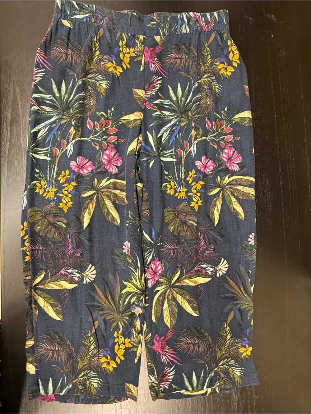 Ulla Popken Wide Leg Pants with Back Elastic Waist 100% Linen